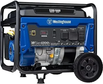 Westinghouse 6600 Peak Watt Home Backup Portable Generator, Transfer Switch Ready 30A Outlet, RV Ready 30A Outlets.