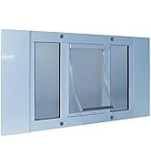 Ideal Pet Products Aluminum Sash Window Pet Door, Adjustable to Fit Window Widths from 33″ to 38″, Large 10-1/2” x 15” Flap Size
