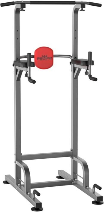 RELIFE REBUILD YOUR LIFE Power Tower Pull Up Bar Station Workout Dip Station for Home Gym Strength Training Fitness Equipment