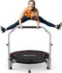 BCAN SP2 40/48″ Foldable Mini Trampoline Max Load 330lbs/440lbs, Fitness Rebounder with Adjustable Foam Handle, Exercise Trampoline for Adults Indoor/Garden Workout | FED Fitness