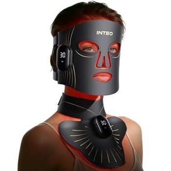 Click to see full view Red Light Therapy for Face and Neck, 4 Modes Cordless Face Mask Light Therapy with Neck Masks, 850nm Infrared & Red Light Mask, 2000mAh Rechargeable Light Therapy Skin Care At Home (680 Beads)