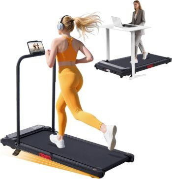 KASSADIN Walking Pad with Handle Bar, 2026 Upgrade Portable Small Treadmill with Handles for Home Small, 3.0HP Under Desk Walking Pad Treadmill with Incline, 0.6-7.6MPH, 350LBS