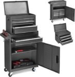 Winado 4-Drawer Rolling Tool Chest with Wheels & Lock, Tool Box with Large Storage Cabinet and Adjustable Shelf, Removable Portable Top Box for Garage, Warehouse, Factory