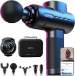 RENPHO Active+ Percussion Massage Gun, Mothers Day Gifts, 5 Adjustable Speeds for Back, Neck, Muscle Recovery – App Controlled Guided Courses, with Carry Case for Professional Athlete, Gym and Travel
