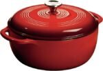 Lodge Essential Enamel Cast Iron Dutch Oven – Perfect for Bread Baking, Braising, Marinating & Slow Cooking – Features Moisture-Sealing Lid & Dual Handles – Kitchen Essentials – 6 Quarts – Island Spice Red