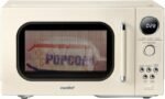 COMFEE’ Retro Microwave Oven, Small Microwave with 6 Auto Menus, 0.9 cu.ft Countertop Compact Microwave with Multi-stage Cooking, Mute Function, LED digital, Apricot/900W, CMO-MMP02AA(AT)