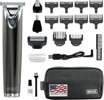 WAHL USA Stainless Steel Lithium Ion 2.0+ Slate Beard Trimmer for Men – Electric Shaver, Nose Ear Trimmer, Rechargeable All in One Men’s Grooming Kit – Model 9864