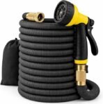 J&B XpandaHose 150ft Expandable Garden Hose – Ultra-Strong 3750D, 4-Layer Latex Core, Brass 3/4″ Connectors, 10-Pattern Nozzle & Storage Bag – Lightweight, Kink-Reducing, Leak-Resistant