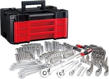 CRAFTSMAN 230 Pcs Mechanics Tool Set, Socket Wrench Set, Car Tool Kit with VERSASTACK Toolbox, SAE and Metric,1/4 in, 3/8 in, and 1/2 Drive, Short and Long Arm Hex Keys (CMMT45306)
