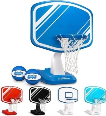 GoSports Splash Hoop Swimming Pool Basketball Game, Includes Poolside Water Basketball Hoop, 2 Balls and Pump – Choose Your Style