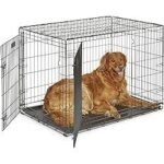 MidWest Homes for Pets 42-Inch iCrate for Large Breeds, 71-90 lbs, Double Door Folding Dog Crate with Divider Panel, Leak-Proof Tray & Secure Latches, Portable, Durable & Easy to Assemble
