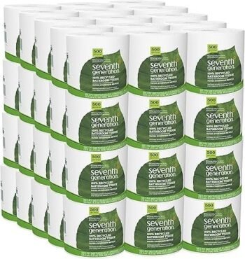 Seventh Generation White Toilet Paper 2-ply 100% Recycled Paper, 500 sheets, Pack of 60
