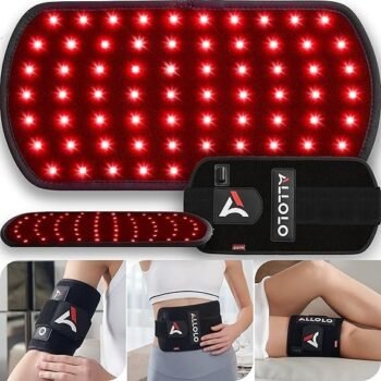 ALLOLO Red Light Therapy for Body, 3-in-1 LEDs Red Light Therapy Belt with Timer Remote Control, 660nm&850nm Infrared Light Therapy Pad for Body Waist Shoulder Knee, 70pcs LED 12.6″*6.3″ Large Area
