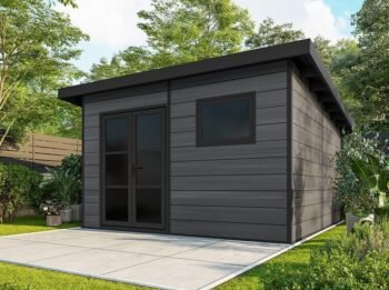 Abri de jardin en bois composite 28mm gris foncé et anthracite