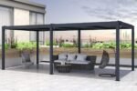 Hespéride Pergola AVILA Graphite avec 1 kit de moustiquaire rideaux