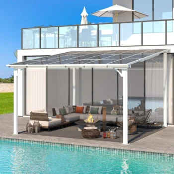 Aecojoy 12 ft x 12 ft White Aluminum Pergola with Canopys