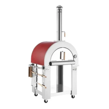 Empava PG06 Outdoor Woods Fired Pizza Ovens Stainless Steel Red with Wheel and Accessories