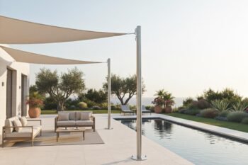 Maanta® Mât Voile d'Ombrage + Fixations Murales Anthracite Alu Simple