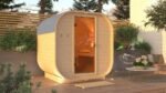 Sauna d'extérieur tonneau en bois massif pour 1 à 2 personnes 38mm 199x175x205cm KARIBU
