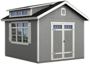 Handy Home Products Windemere 10×12 Do-it-Yourself Wooden Storage Shed with Floor, Beiges