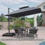 PURPLE LEAF Parasol Déporté Inclinable, Parasol De Jardin Exterieur Toit à Double Rotatif 360°,Parasol Terrasse Exterieur Luxueux 3.3×3.3 m / Gris