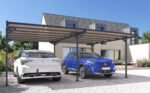 Carport double 30m² aluminium gris anthracite et polycarbonate Eagle