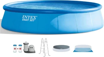 Intex 18′ x 48″ Inflatable Above Ground Swimming Pool with Ladder, Pumps